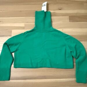 Zara Vibrant Green Cropped Turtleneck Sweater